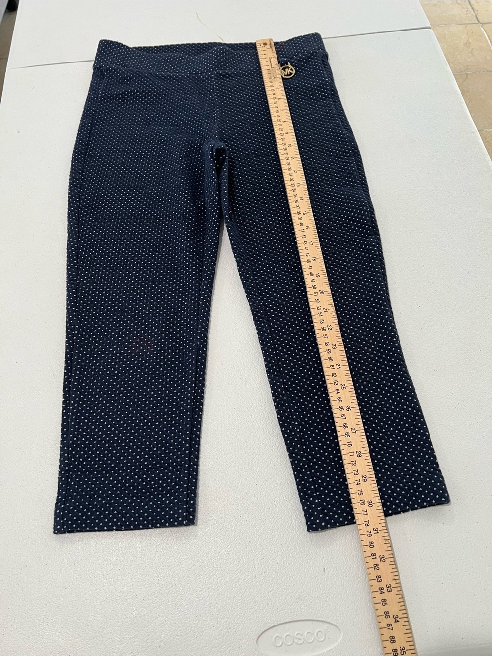 Michael Kors Navy Polka Dot Stretch Leggings with Gold Logo - Picture 9 of 11